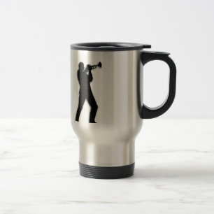 Trumpet Player Silver Travel Mug