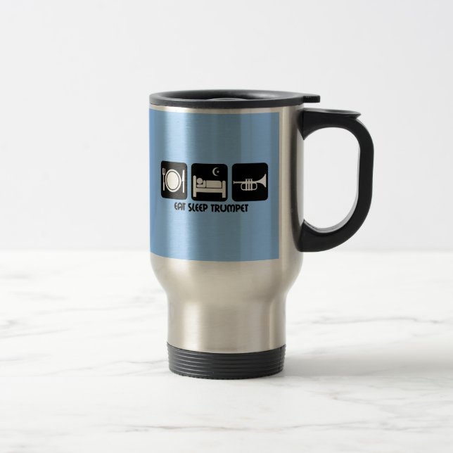trumpet player travel mug (Right)