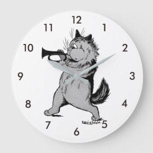 Trumpet Player (Trumpeter) Cat, Louis Wain Large Clock