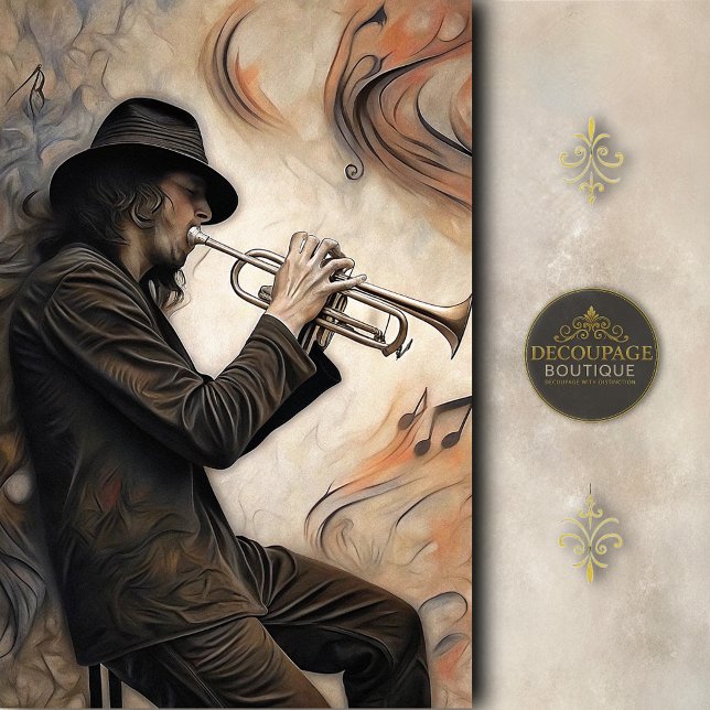 Trumpet Player with Abstract Motion Decoupage Tissue Paper (Trumpet Player With Abstract Motion Decoupage Tissue Paper)