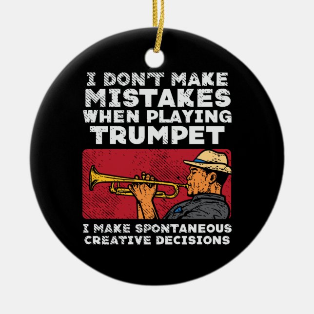Trumpet - Playing A Trumpet Ceramic Tree Decoration (Front)
