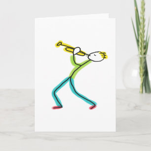 Trumpet Playing Stickman Card
