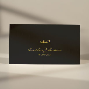 Trumpet Professional Brass Teacher Gold&Black Business Card