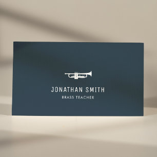 Trumpet Professional Music Teacher Navy Blue Business Card