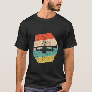 Trumpet Retro Distressed Hexagon Trumpeter T-Shirt