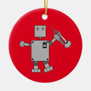 Trumpet Robot Ceramic Tree Decoration