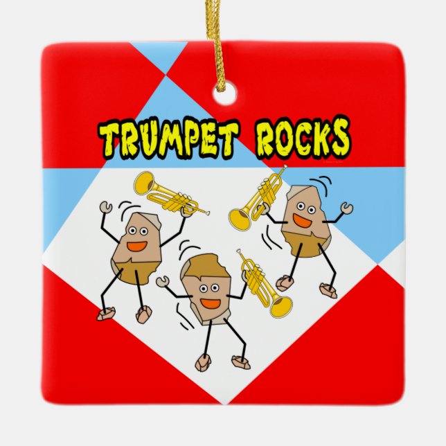 Trumpet Rocks Ceramic Ornament (Front)