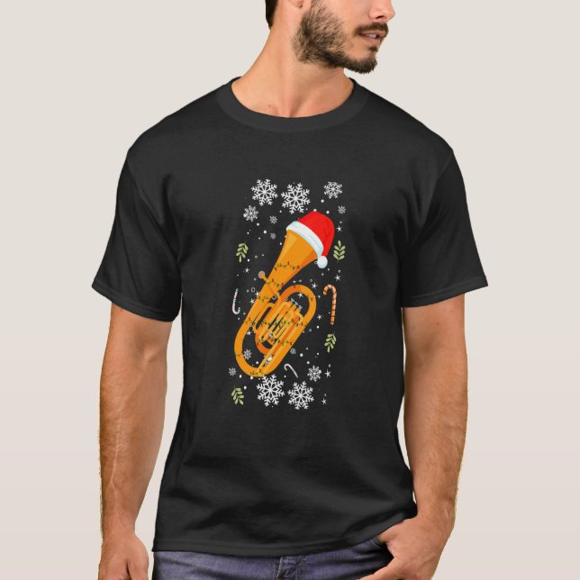 Trumpet Santa Hat Christmas Musician Trumpet T-Shirt (Front)