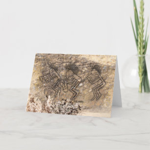Trumpet Saxophone and Flute Player Petroglyph Card