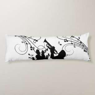 Trumpet Section Black and White Music Body Cushion