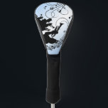 Trumpet Section Blue Music Golf Head Cover<br><div class="desc">Music notes spring from the wind instruments</div>