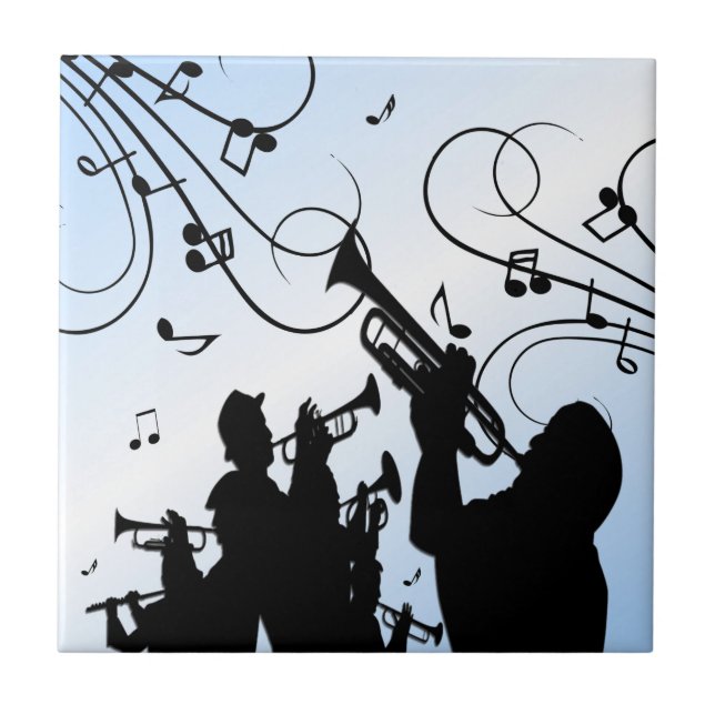 Trumpet Section Blue Music Tile (Front)