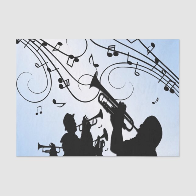 Trumpet Section Blue Music Tissue Paper (Front)