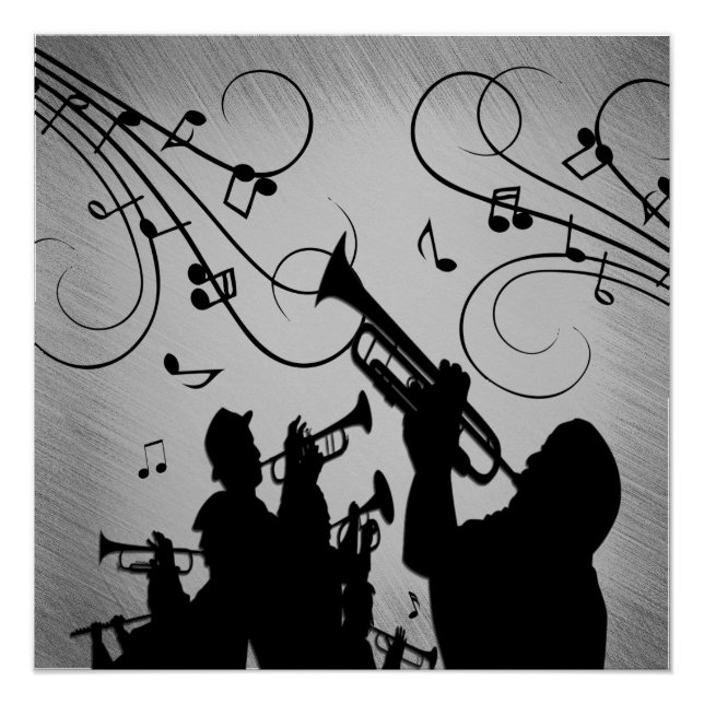 Trumpet Section Grey Music Design Poster (Front)