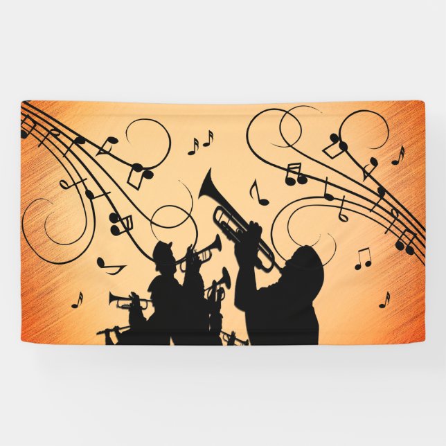 Trumpet Section Jazz Music Orange Rust Banner (Horizontal)