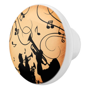 Trumpet Section Jazz Music Orange Rust Ceramic Knob