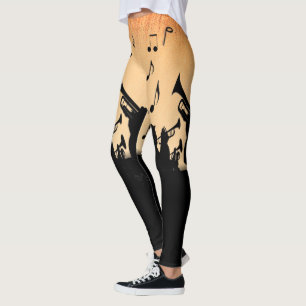 Trumpet Section Jazz Music Orange Rust Leggings