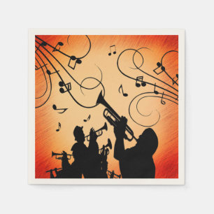Trumpet Section Jazz Music Orange Rust Napkin