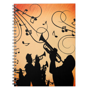 Trumpet Section Jazz Music Orange Rust Notebook