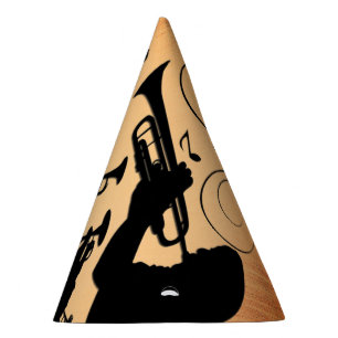 Trumpet Section Jazz Music Orange Rust Party Hat