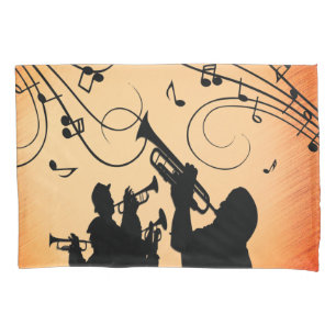 Trumpet Section Jazz Music Orange Rust Pillowcase