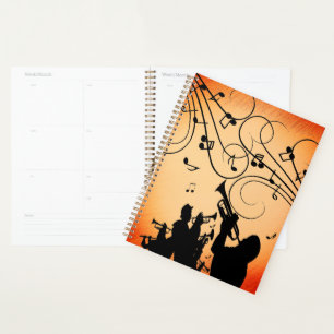 Trumpet Section Jazz Music Orange Rust Planner