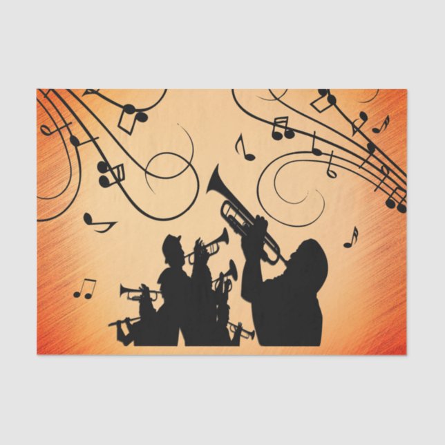 Trumpet Section Jazz Music Orange Rust Tissue Paper (Front)