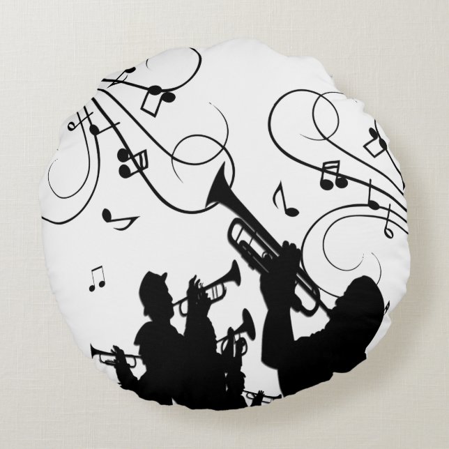 Trumpet Section Music Round Cushion (Back)