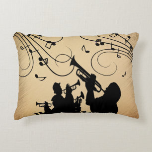 Trumpet Section Rustic Music Decorative Cushion