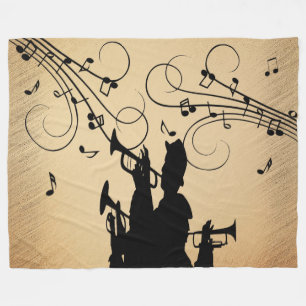 Trumpet Section Rustic Music Fleece Blanket