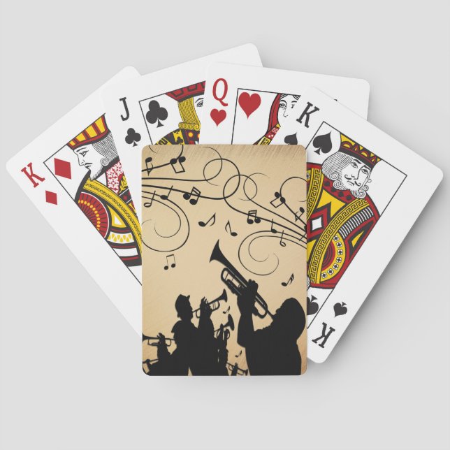Trumpet Section Rustic Music Playing Cards (Back)