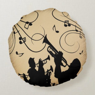 Trumpet Section Rustic Music Round Cushion