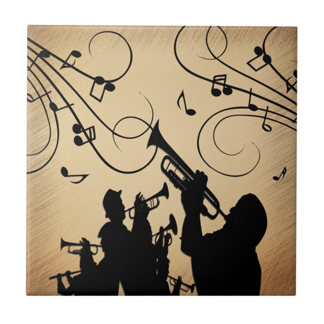 Trumpet Section Rustic Music Tile (Front)