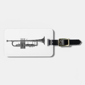 Trumpet Shaped Word Art Black Text Luggage Tag