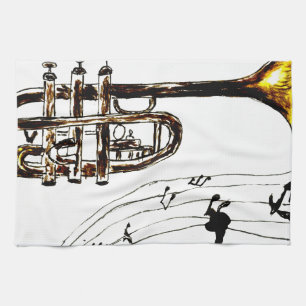 Trumpet Simple Sketch 2 Tea Towel