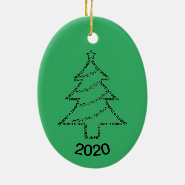 Trumpet Text Christmas Tree Ceramic Tree Decoration (Back)