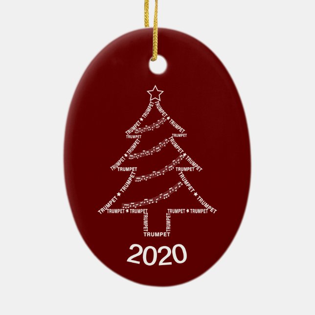 Trumpet Text Christmas Tree Ceramic Tree Decoration (Back)