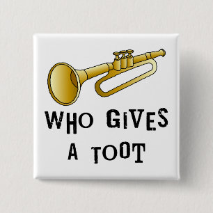 Trumpet Toot 15 Cm Square Badge