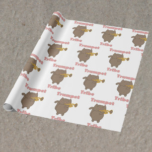 Trumpet Tribe Brown Cat Pink Wrapping Paper