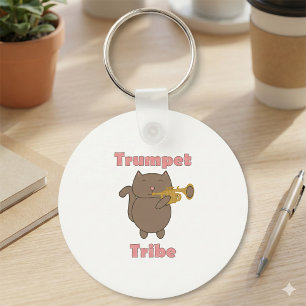 Trumpet Tribe Cat Pink Key Ring