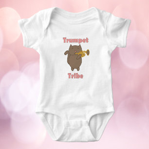 Trumpet Tribe Cute Cat Pink Baby Bodysuit