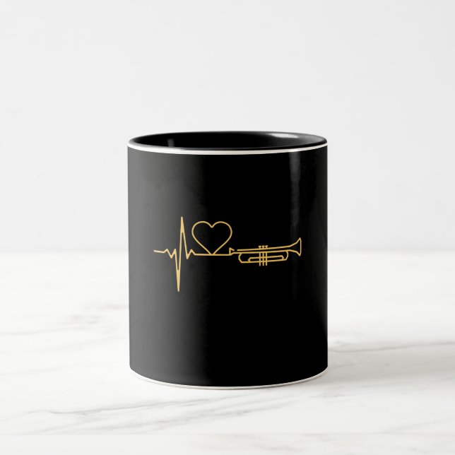 Trumpet - Trumpet Heartbeat Gift Two-Tone Coffee Mug (Center)