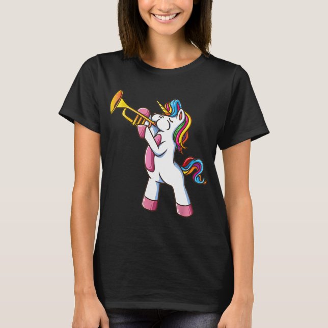 Trumpet Unicorn Marching Band And Jazz Player Gift T-Shirt (Front)