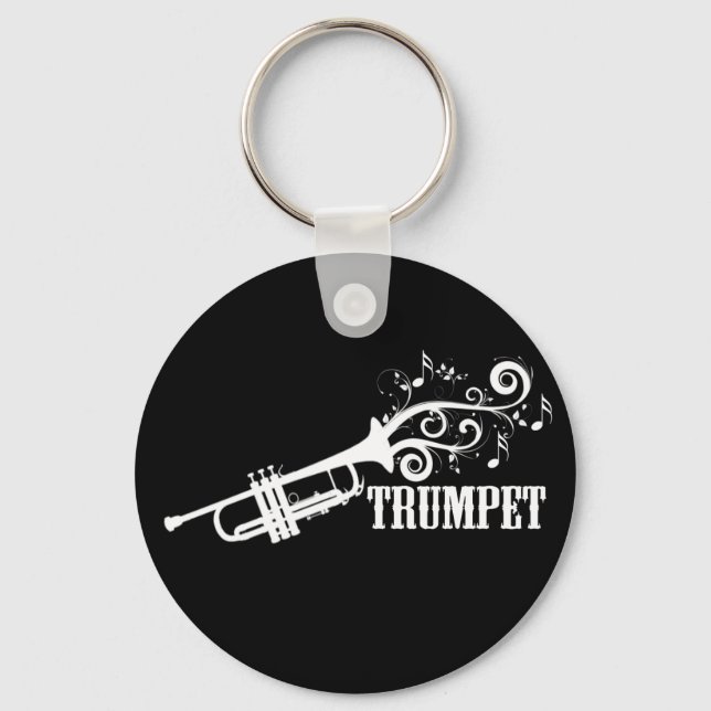 Trumpet Vector with swirls Key Ring (Front)