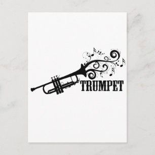 Trumpet Vector with swirls Postcard