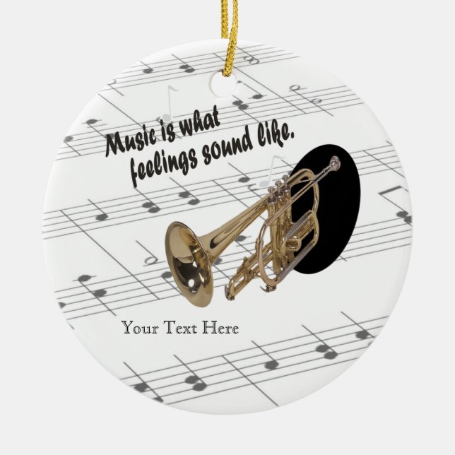 Trumpet Version #2 - What Feelings Sound Like Ceramic Tree Decoration (Front)