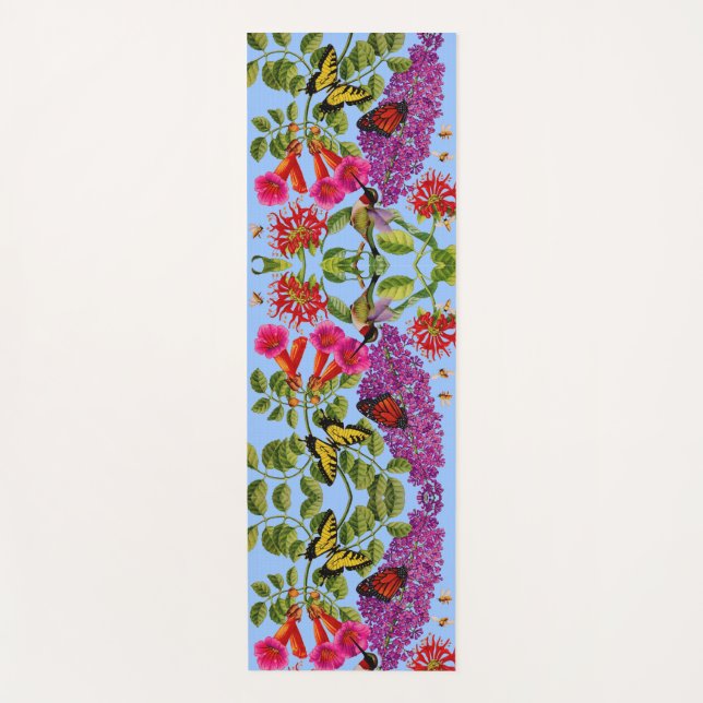 trumpet vine butterfly bush, bee balm, hummingbird yoga mat (Front)
