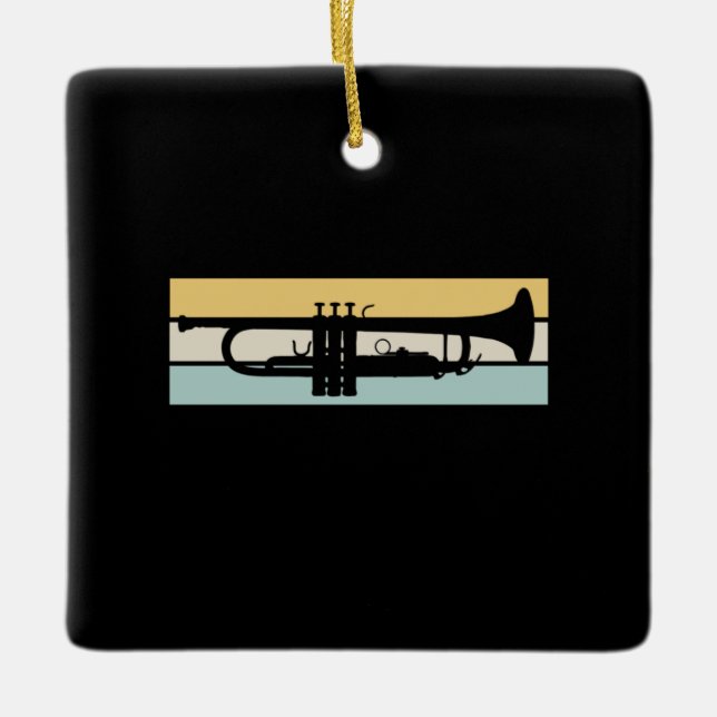 Trumpet Vintage Ceramic Ornament (Front)