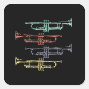 Trumpet Vintage Square Sticker