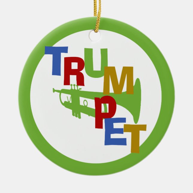 TRUMPET with Photo Frame Ceramic Tree Decoration (Front)